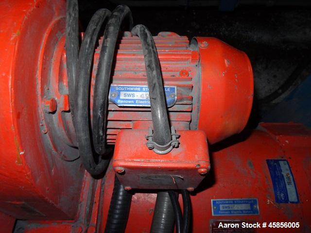 Used 6" Deltaplast extruder, 32 to 1 L/D ratio. Electrically heated, water cooled, jacketed feed section, thru Hamilton gearbox with 17.75 to 1 gearbox ratio, 300 hp DC motor with SCR controller, mai...