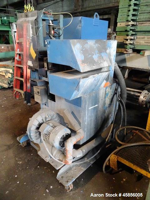 Used 6" Deltaplast extruder, 32 to 1 L/D ratio. Electrically heated, water cooled, jacketed feed section, thru Hamilton gearbox with 17.75 to 1 gearbox ratio, 300 hp DC motor with SCR controller, mai...