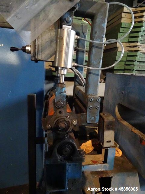 Used 6" Deltaplast extruder, 32 to 1 L/D ratio. Electrically heated, water cooled, jacketed feed section, thru Hamilton gearbox with 17.75 to 1 gearbox ratio, 300 hp DC motor with SCR controller, mai...
