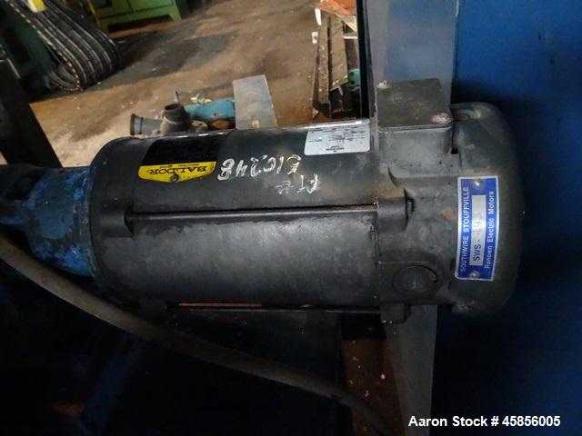 Used 6" Deltaplast extruder, 32 to 1 L/D ratio. Electrically heated, water cooled, jacketed feed section, thru Hamilton gearbox with 17.75 to 1 gearbox ratio, 300 hp DC motor with SCR controller, mai...