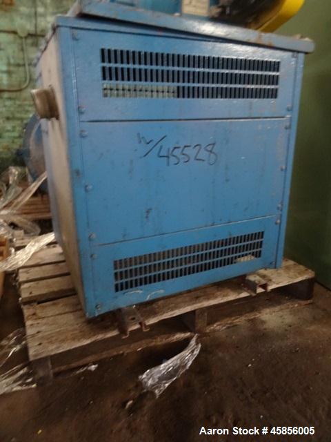 Used 6" Deltaplast extruder, 32 to 1 L/D ratio. Electrically heated, water cooled, jacketed feed section, thru Hamilton gearbox with 17.75 to 1 gearbox ratio, 300 hp DC motor with SCR controller, mai...