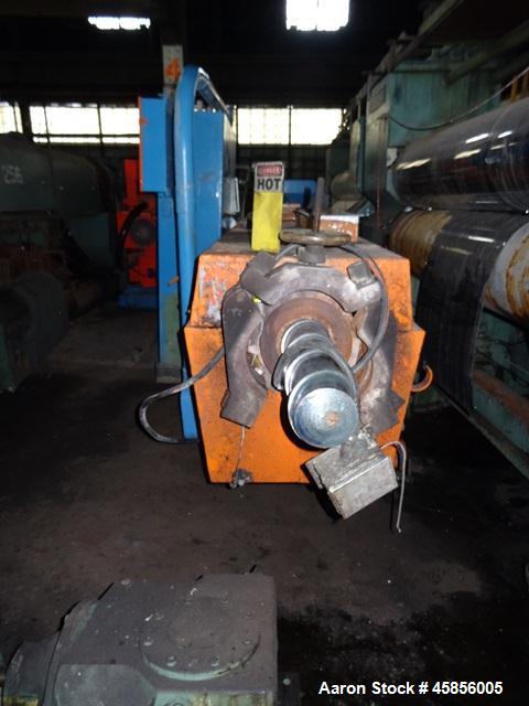 Used 6" Deltaplast extruder, 32 to 1 L/D ratio. Electrically heated, water cooled, jacketed feed section, thru Hamilton gearbox with 17.75 to 1 gearbox ratio, 300 hp DC motor with SCR controller, mai...