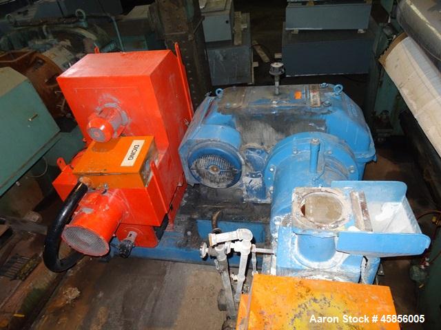Used 6" Deltaplast extruder, 32 to 1 L/D ratio. Electrically heated, water cooled, jacketed feed section, thru Hamilton gearbox with 17.75 to 1 gearbox ratio, 300 hp DC motor with SCR controller, mai...