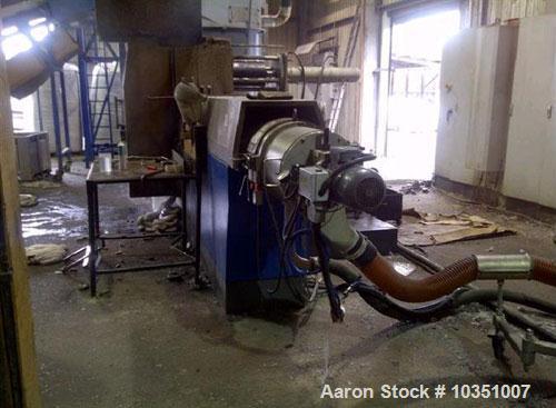 Used EREMA Single Screw Pelletizing Line. 960 HP/ 716 kW. Screw diameter 6.3" (160 mm), output capacity 2204 lbs/h (1000 kg/h). Comprising of: (1) Degassing system, (1) automatic screen changer. Die ...