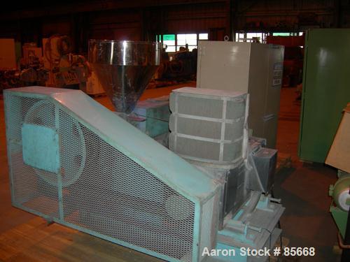 USED: Freesia Macross Corp pelletizing line consisting of: (1) Freesia Macross 65mm (2.55") single screw extruder, approx 36:1 L/D ratio. Electrically heated, air cooled. (6) Zone vented barrel, wate...