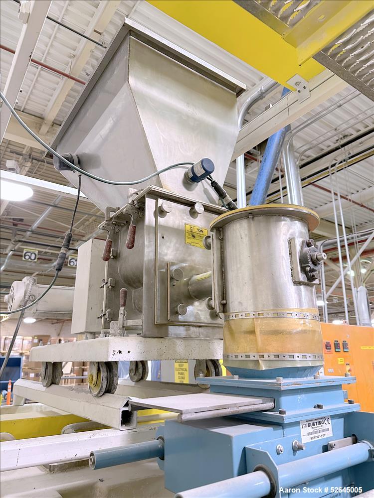 Used HPM Single Screw Pelletizing Line Consisting Of: (1) HPM 3-1/2'' single screw extruder, Model 3.5TMC, Serial # 88342. Approximately 40 to 1 L/D ratio. Electrically heated, air cooled 6 zone side...