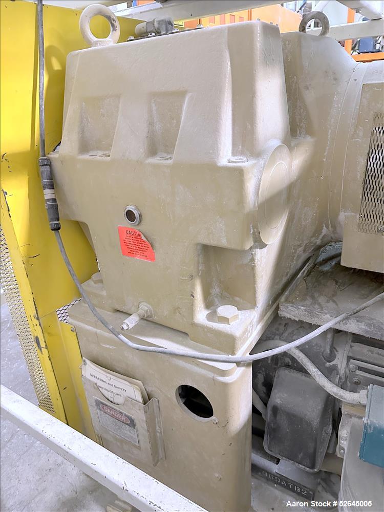 Used HPM Single Screw Pelletizing Line Consisting Of: (1) HPM 3-1/2'' single screw extruder, Model 3.5TMC, Serial # 88342. Approximately 40 to 1 L/D ratio. Electrically heated, air cooled 6 zone side...