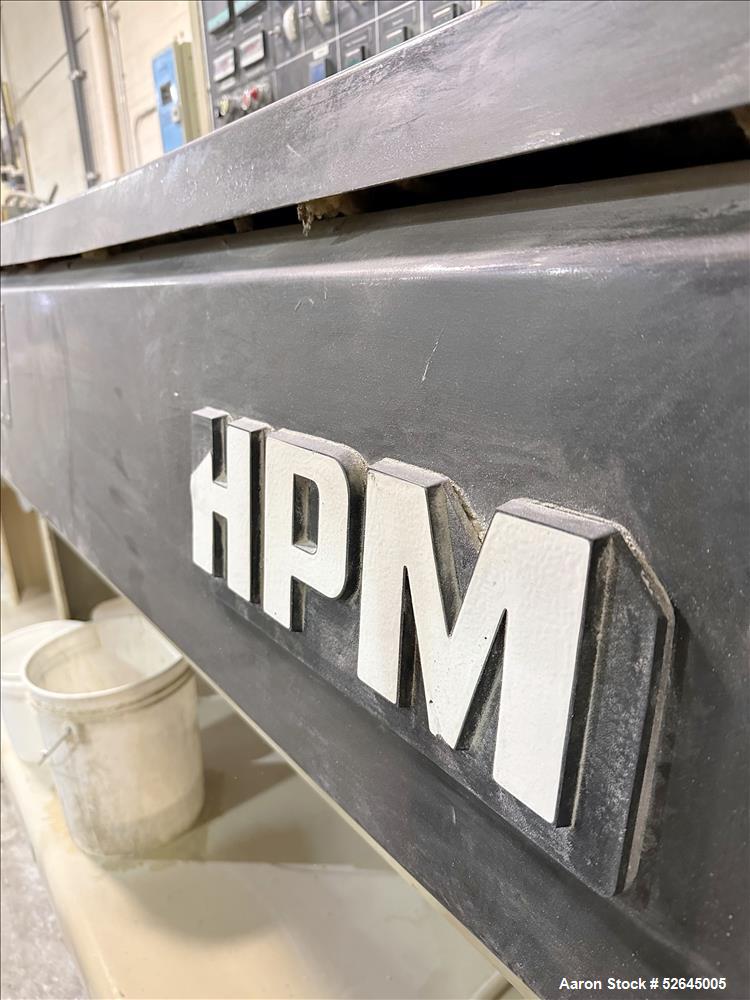 Used HPM Single Screw Pelletizing Line Consisting Of: (1) HPM 3-1/2'' single screw extruder, Model 3.5TMC, Serial # 88342. Approximately 40 to 1 L/D ratio. Electrically heated, air cooled 6 zone side...