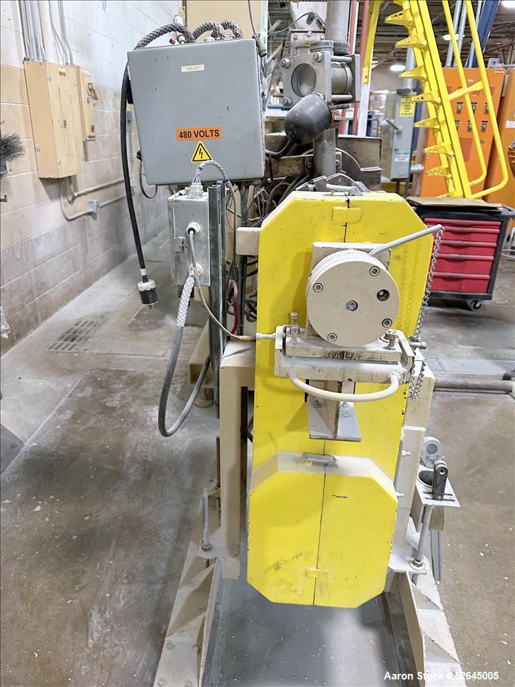 Used HPM Single Screw Pelletizing Line Consisting Of: (1) HPM 3-1/2'' single screw extruder, Model 3.5TMC, Serial # 88342. Approximately 40 to 1 L/D ratio. Electrically heated, air cooled 6 zone side...