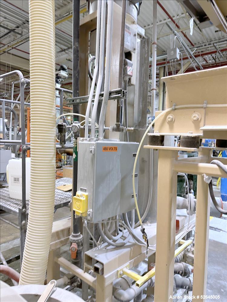 Used HPM Single Screw Pelletizing Line Consisting Of: (1) HPM 3-1/2'' single screw extruder, Model 3.5TMC, Serial # 88342. Approximately 40 to 1 L/D ratio. Electrically heated, air cooled 6 zone side...