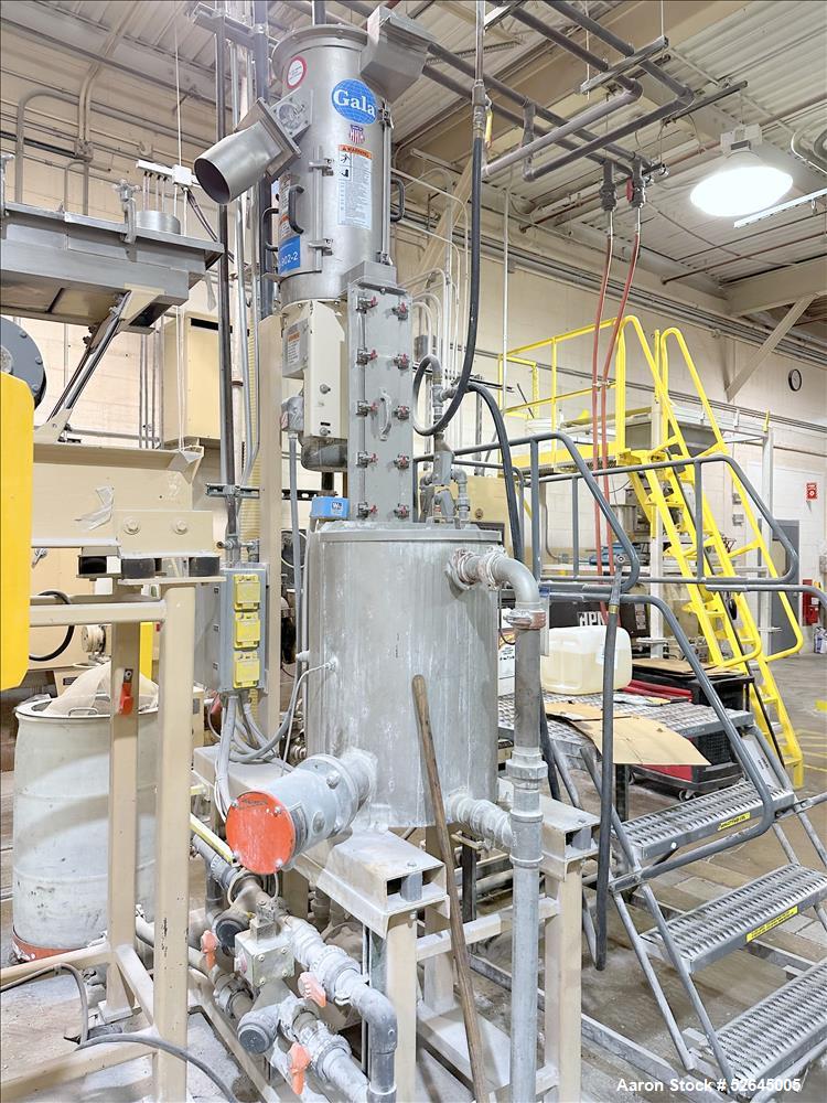 Used HPM Single Screw Pelletizing Line Consisting Of: (1) HPM 3-1/2'' single screw extruder, Model 3.5TMC, Serial # 88342. Approximately 40 to 1 L/D ratio. Electrically heated, air cooled 6 zone side...