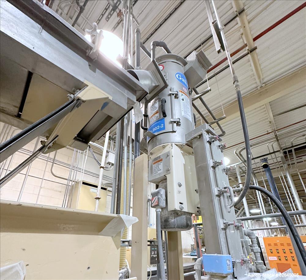 Used HPM Single Screw Pelletizing Line Consisting Of: (1) HPM 3-1/2'' single screw extruder, Model 3.5TMC, Serial # 88342. Approximately 40 to 1 L/D ratio. Electrically heated, air cooled 6 zone side...