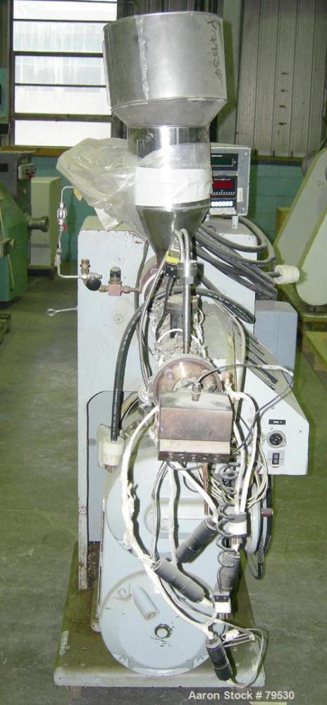Used Killion Pelletizing Line Consisting Of (1) Killion 1-1/4" extruder, 25:1 L/D. 4 zone electrically heated, air cooled, 2" diameter feed trough, 42" center line, 5 hole strand die, control panel w...