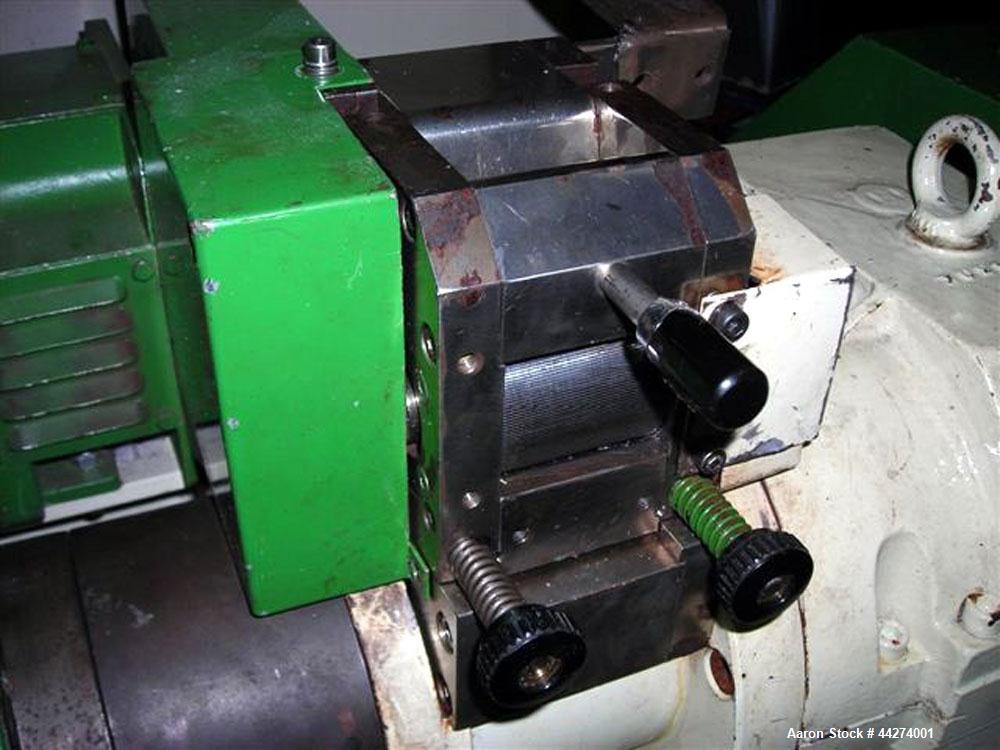 Used Macchi Recotrim Trim & Film Waste Pelletizing Line, Model ES40. Consisitng of: (1) 35mm Single screw extruder, approximate 19.2 L/D ratio. Electrically heated, air cooled 2 zone non-vented barre...