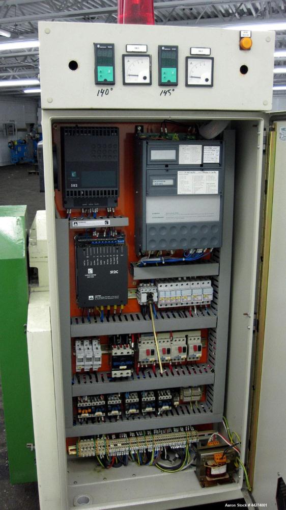 Used Macchi Recotrim Trim & Film Waste Pelletizing Line, Model ES40. Consisitng of: (1) 35mm Single screw extruder, approximate 19.2 L/D ratio. Electrically heated, air cooled 2 zone non-vented barre...