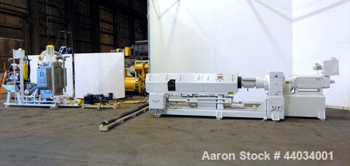 Used PTI Underwater Pelletizing Line consisting of: (1) PTI 4-1/2” Trident Series single screw extruder, model 4500, serial# 1927, built 1995. Approximate 32 to 1 L/D ratio. 5 Zone electrically heate...
