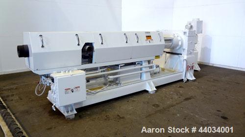 Used PTI Underwater Pelletizing Line consisting of: (1) PTI 4-1/2” Trident Series single screw extruder, model 4500, serial# 1927, built 1995. Approximate 32 to 1 L/D ratio. 5 Zone electrically heate...