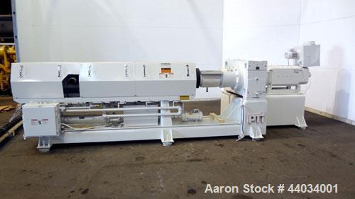 Used PTI Underwater Pelletizing Line consisting of: (1) PTI 4-1/2” Trident Series single screw extruder, model 4500, serial# 1927, built 1995. Approximate 32 to 1 L/D ratio. 5 Zone electrically heate...
