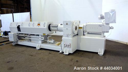 Used PTI Underwater Pelletizing Line consisting of: (1) PTI 4-1/2” Trident Series single screw extruder, model 4500, serial# 1927, built 1995. Approximate 32 to 1 L/D ratio. 5 Zone electrically heate...