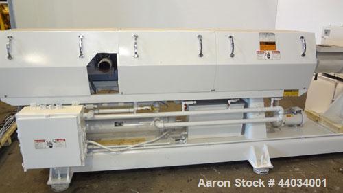 Used PTI Underwater Pelletizing Line consisting of: (1) PTI 4-1/2” Trident Series single screw extruder, model 4500, serial# 1927, built 1995. Approximate 32 to 1 L/D ratio. 5 Zone electrically heate...