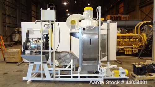 Used PTI Underwater Pelletizing Line consisting of: (1) PTI 4-1/2” Trident Series single screw extruder, model 4500, serial# 1927, built 1995. Approximate 32 to 1 L/D ratio. 5 Zone electrically heate...