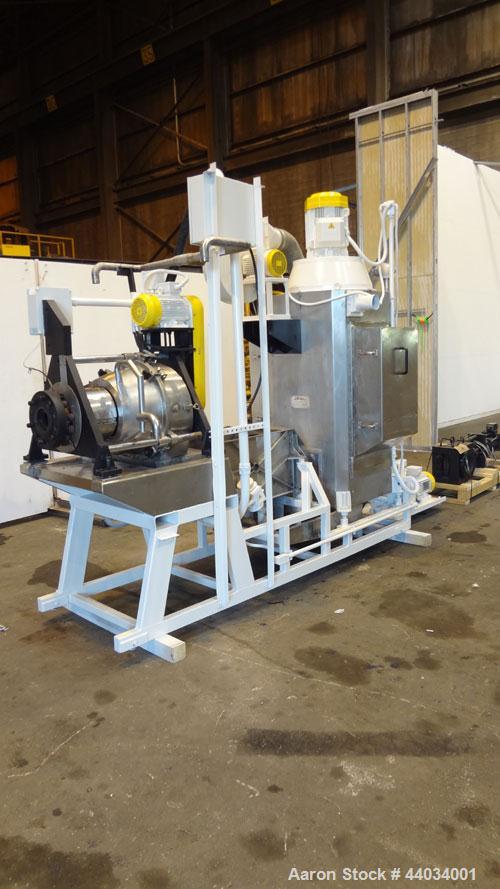 Used PTI Underwater Pelletizing Line consisting of: (1) PTI 4-1/2” Trident Series single screw extruder, model 4500, serial# 1927, built 1995. Approximate 32 to 1 L/D ratio. 5 Zone electrically heate...