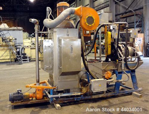Used PTI Underwater Pelletizing Line consisting of: (1) PTI 4-1/2” Trident Series single screw extruder, model 4500, serial# 1927, built 1995. Approximate 32 to 1 L/D ratio. 5 Zone electrically heate...
