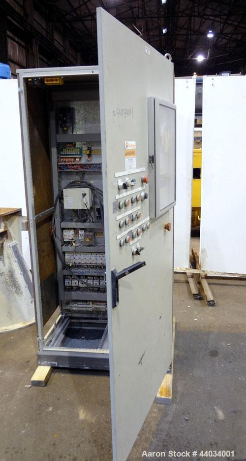 Used PTI Underwater Pelletizing Line consisting of: (1) PTI 4-1/2” Trident Series single screw extruder, model 4500, serial# 1927, built 1995. Approximate 32 to 1 L/D ratio. 5 Zone electrically heate...