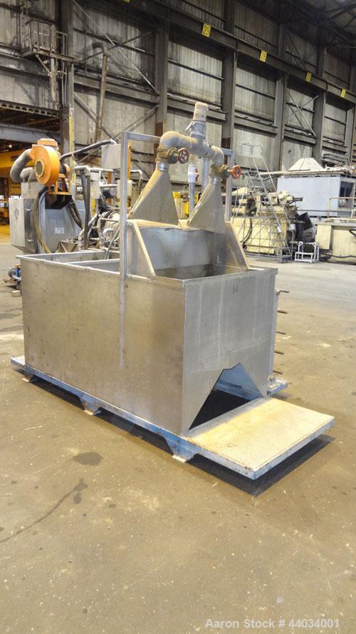 Used PTI Underwater Pelletizing Line consisting of: (1) PTI 4-1/2” Trident Series single screw extruder, model 4500, serial# 1927, built 1995. Approximate 32 to 1 L/D ratio. 5 Zone electrically heate...