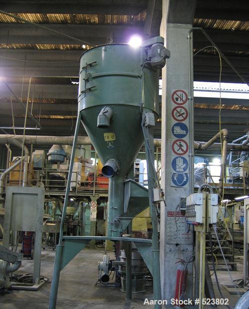 USED: Prealpina granulating extrusion line. (1) Single screw extruder,type TR80, diameter 3.15" (80 mm), L/D 34, screen changer, spaghettidie head. Includes feeding unit, vacuum pump, cooling bath, c...