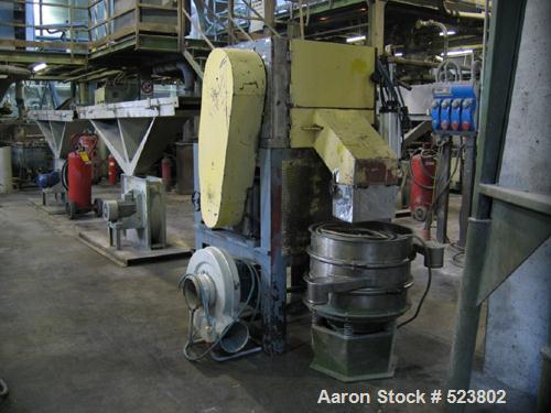 USED: Prealpina granulating extrusion line. (1) Single screw extruder,type TR80, diameter 3.15" (80 mm), L/D 34, screen changer, spaghettidie head. Includes feeding unit, vacuum pump, cooling bath, c...