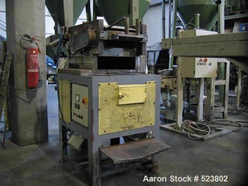 USED: Prealpina granulating extrusion line. (1) Single screw extruder,type TR80, diameter 3.15" (80 mm), L/D 34, screen changer, spaghettidie head. Includes feeding unit, vacuum pump, cooling bath, c...