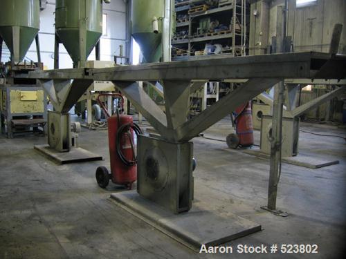 USED: Prealpina granulating extrusion line. (1) Single screw extruder,type TR80, diameter 3.15" (80 mm), L/D 34, screen changer, spaghettidie head. Includes feeding unit, vacuum pump, cooling bath, c...