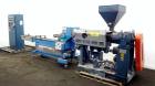 Used APV Single Screw Pelletizing Line Consisting Of: (1) APV 1-1/2” single screw extruder, 30 to 1 L/D ratio. Electrically heated, air cooled 4 zone, side vented barrel with vacuum pump. Water coole...