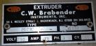 Used C.W. Brabender Plasti-Corder Extruder System consisting of: (1) Direct current drive unit, model DR-2071, type Polysped, No. 0105/PE, serial #265. Approximately 7 hp motor. (1) PL-2000 panel. (1...