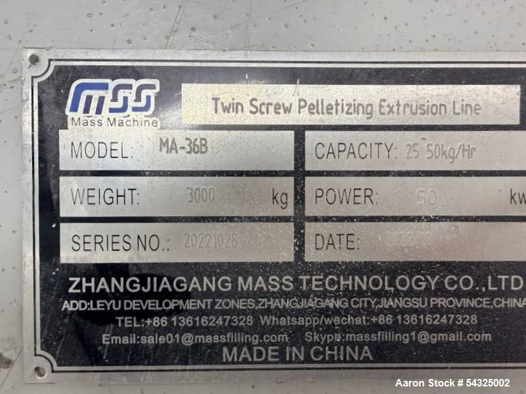 Used 35mm Zhangjiagang Twin Screw Pelletizing Extrusion Line with Underwater Pelletizer for Bioplastics & Compounding