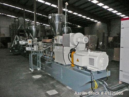Used-Alphatec AD-S 75.36 ST Twin Screw Compounding Line, maximum throughput 1320 lbs/hour (600 kg/hour).(1) Co-rotating extr...