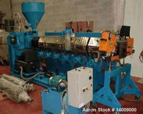 Used-AMUT HDPE Repelletizing Line consisting of: (1) vented 3" (80 mm) extruder O.D., single screw 33:1 L/D, 180 hp/135 kW D...