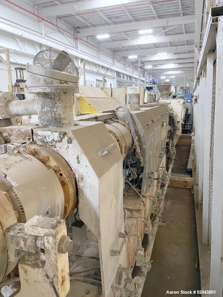 Used Twin Screw Pelletizing Line Consisting Of: (1) Krauss Maffei-Berstorff 110mm twin screw extruder, model ZE110RX56DUT, serial# 90202488, built 2008. Co-Rotating Screw Design. Approximate 56 to 1 ...