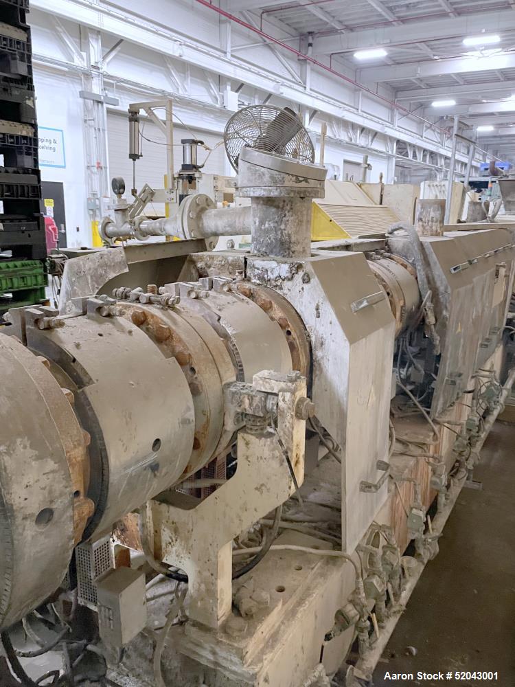 Used Twin Screw Pelletizing Line Consisting Of: (1) Krauss Maffei-Berstorff 110mm twin screw extruder, model ZE110RX56DUT, serial# 90202488, built 2008. Co-Rotating Screw Design. Approximate 56 to 1 ...