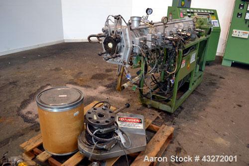 Used Twin Screw Pelletizing Line Consisting Of: (1) Berstorff 40mm twin screw extruder, model ZE40/40A, serial# EO6313/58. Co-Rotating Screw Design. Approximate 40 to 1 L/D ratio. 8 barrel sections, ...