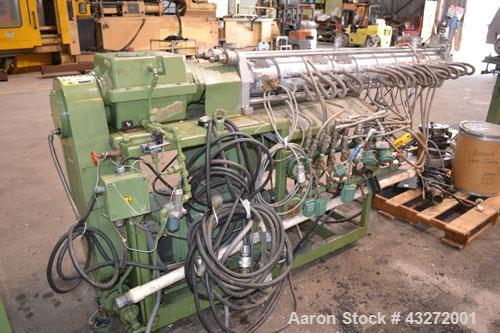 Used Twin Screw Pelletizing Line Consisting Of: (1) Berstorff 40mm twin screw extruder, model ZE40/40A, serial# EO6313/58. Co-Rotating Screw Design. Approximate 40 to 1 L/D ratio. 8 barrel sections, ...