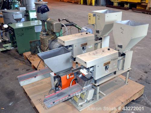 Used Twin Screw Pelletizing Line Consisting Of: (1) Berstorff 40mm twin screw extruder, model ZE40/40A, serial# EO6313/58. Co-Rotating Screw Design. Approximate 40 to 1 L/D ratio. 8 barrel sections, ...