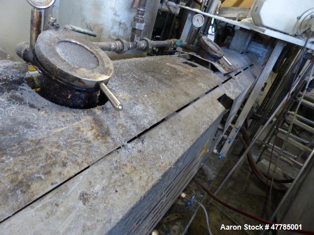 Used Twin Screw Pelletizing Line to include: Coperion STS 65 twin screw extruder, Busch Cobra NC 0250 A vacuum pump, built 1999, Brabender FW80/5 plus 200 volumetric feeder, built 2012, Kreyenborg sc...