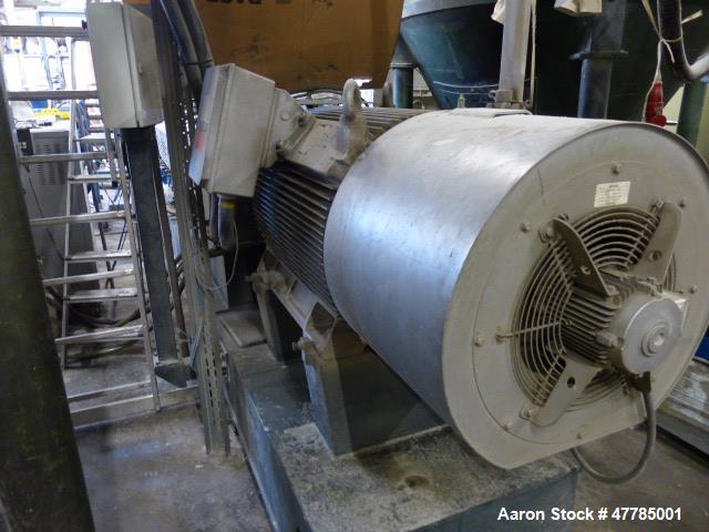 Used Twin Screw Pelletizing Line to include: Coperion STS 65 twin screw extruder, Busch Cobra NC 0250 A vacuum pump, built 1999, Brabender FW80/5 plus 200 volumetric feeder, built 2012, Kreyenborg sc...