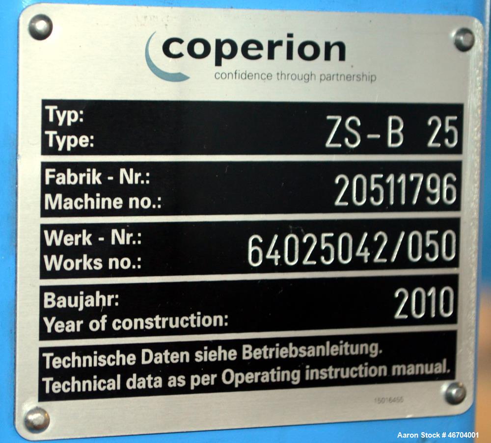 Used Coperion 25.5mm Co-Rotating Twin Screw MFG 2010 Pelletizing Line
