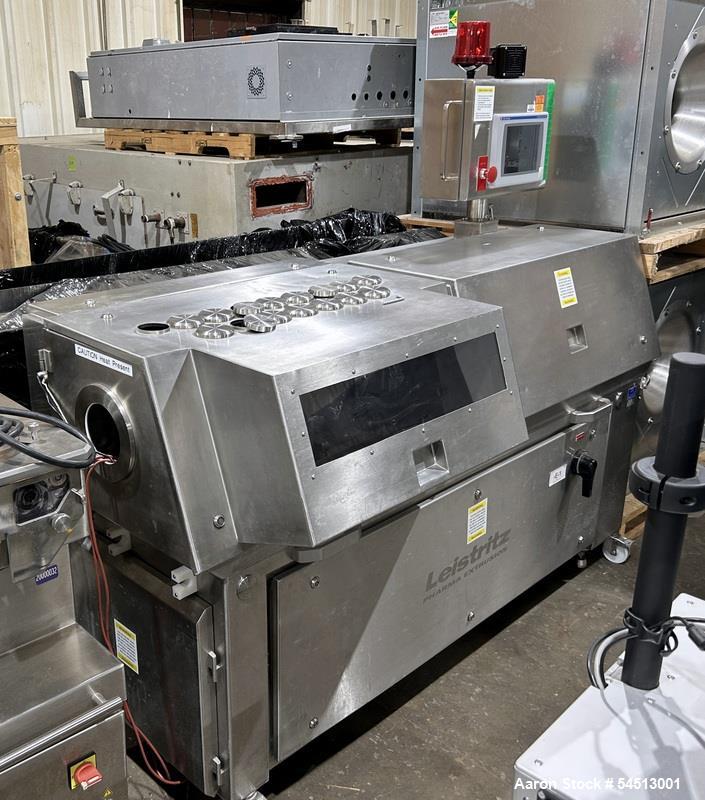 Used Leistritz Twin Screw Co-Rotating Extrusion Line consisting of: (1) Leistritz Tyoe ZSE18HPe-PH-40D Extruder, (2) 18 mm screws, approximately 40 to 1 L/D ratio, 1200 rpm maximum screw rotation, 8 ...