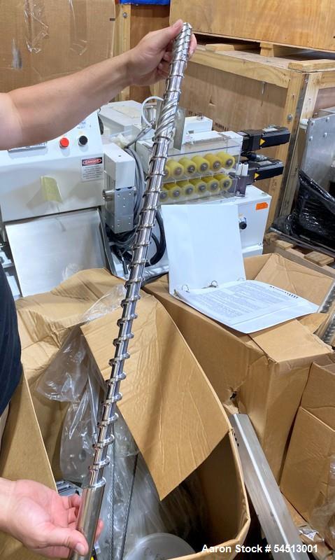 Used Leistritz Twin Screw Co-Rotating Extrusion Line consisting of: (1) Leistritz Tyoe ZSE18HPe-PH-40D Extruder, (2) 18 mm screws, approximately 40 to 1 L/D ratio, 1200 rpm maximum screw rotation, 8 ...