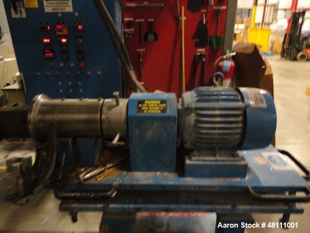 Used Leistritz Twin Screw ZSE40HPX/1200 MFG 2005.Co rotating screw design 1200 rpm Screw speed. Approximate 40:1 L/D Ratio,150 Hp DC direct connect drive motor,Electrically Heated water cooled barrel...