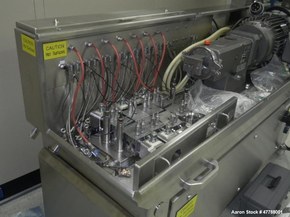 Used Leistritz Twin Screw Pelletizing Lab Line, Model 18mm 9- Zone Hot Melt Extruder System, sn# 3851 with 15 HP Main Drive Motor to Include BPM model BT25 Pelletizer, sn# BT25-0907, K-Tron Soder mod...